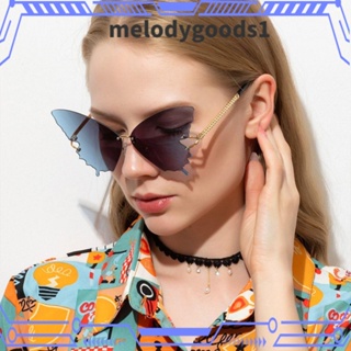 Melodygoods1 แว่นตากันแดดแฟชั่น กรอบโลหะ ป้องกัน UV400 ไล่โทนสี โอเวอร์ไซซ์ Y2K สําหรับชายหาด ท่องเที่ยว สตรีท