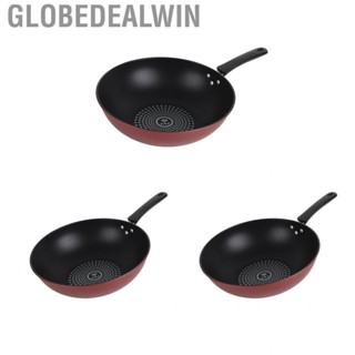 Globedealwin Frying Pan Flat Bottom Cooking Wok Cast Iron Kitchen Ware with Handle for Soup Stew