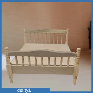 [Dolity1] โมเดลเตียงคู่ 1:12 สําหรับบ้านตุ๊กตา DIY