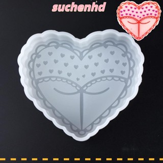 Suchenhd แม่พิมพ์ซิลิโคน รูปหัวใจ ขนาด 12.8*11.2*3.1 ซม. สีขาว สําหรับทําเทียน แฮนด์เมด DIY