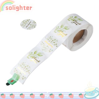 Solighter สติกเกอร์ฉลาก ทรงกลม สีเขียว ใบไม้ สําหรับตกแต่งปาร์ตี้