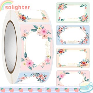 SOLIGHTER สติกเกอร์ป้ายชื่อ ทรงสี่เหลี่ยมผืนผ้า มีกาวในตัว สําหรับตกแต่งสมุดภาพ ห่อของขวัญ 500 ชิ้น ต่อม้วน