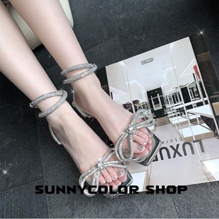 SUNNYCOLOR รองเท้าส้นสูง รองเท้าแตะ รองเท้าส้นสูงผู้หญิง 2023 ใหม่ B24G0HN 36Z230909