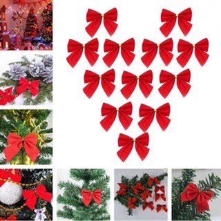 Christmas_ โบว์สีพื้น 6 ซม. สําหรับตกแต่งต้นคริสต์มาส 36 ชิ้น