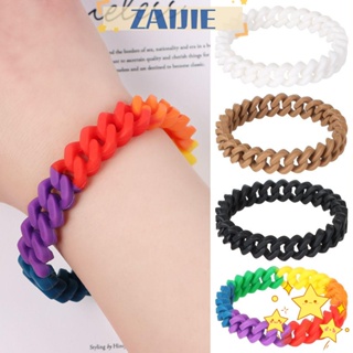 Zaijie24 สร้อยข้อมือซิลิโคน เครื่องประดับแฟชั่น