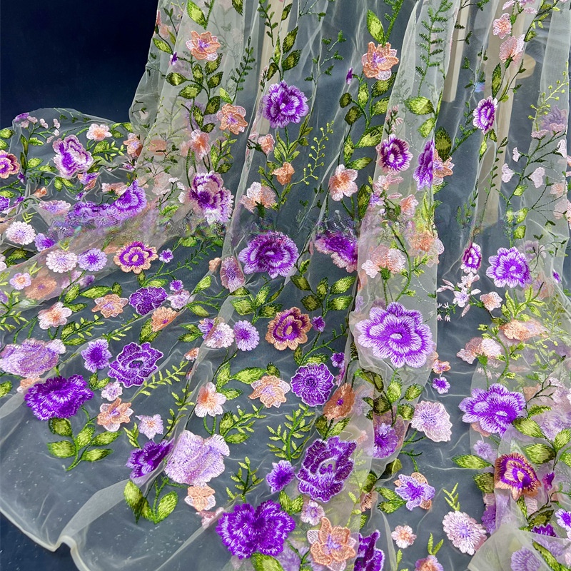 กุหลาบผ้ากอซปักผ้าขนาด1ฤดูใบไม้ร่วงพืชชุดราตรีเสื้อผ้าผ้าชุดทําเองลูกไม้ผ้า