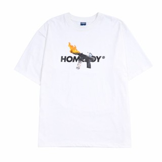 ไฟ! HOMEBOY เสื้อยืดผู้ชายสกรีนลาย GUN