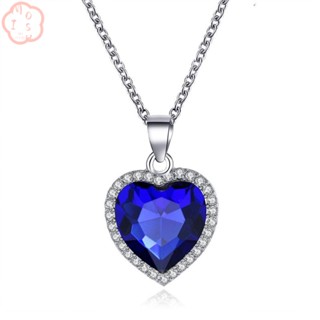 Mioshop จี้คริสตัล รูปหัวใจ สีฟ้า เครื่องประดับ สําหรับปาร์ตี้ มหาสมุทร