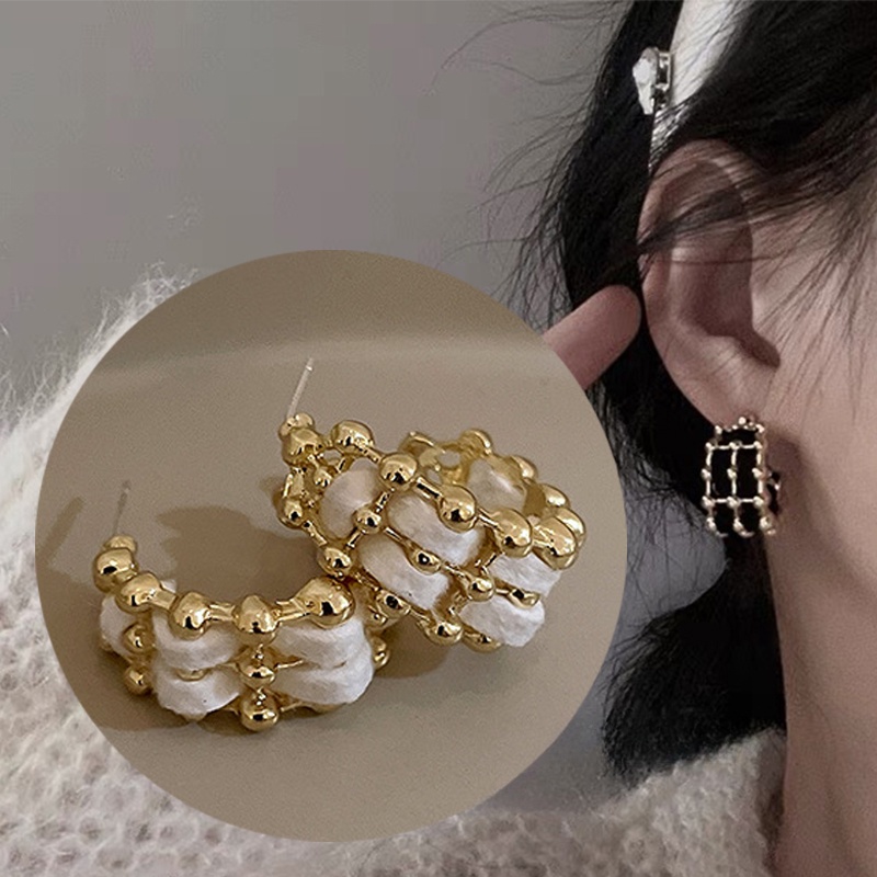 ต่างหูโซ่โลหะ รูปตัว C สไตล์ฝรั่งเศส ย้อนยุค ฤดูใบไม้ร่วง และฤดูหนาว เครื่องประดับแฟชั่น สําหรับผู้หญิง