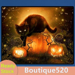 [boutique520.th] ชุดภาพวาดสีน้ํามัน ตามตัวเลข รูปแมวดํา ขนาด 50x40 ซม. สําหรับตกแต่งบ้าน ฮาโลวีน DIY