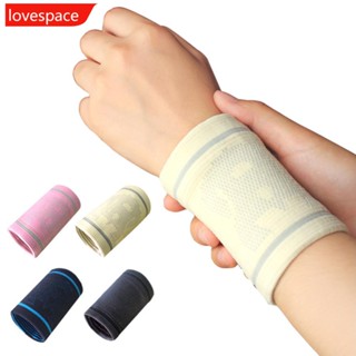 Lovespace สายรัดข้อมือ ผ้าถัก แบบบางพิเศษ ดูดซับเหงื่อ เหมาะกับการวิ่ง เล่นกีฬา ฟิตเนส บาสเก็ตบอล สําหรับผู้หญิง D5I6 1 คู่