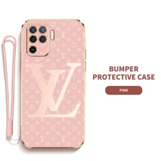 LV Ybd เคสโทรศัพท์มือถือ ซิลิกาเจล พร้อมสายคล้อง ป้องกันเลนส์ สําหรับ OPPO A94 5G F19 Pro+ 5G Reno 5Z 5G Reno 6Z 5G
