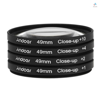 {tyth} Andoer 49mm Macro Close-Up Filter Set +1 +2 +4 +10 with Pouch for  Canon  DSLRs