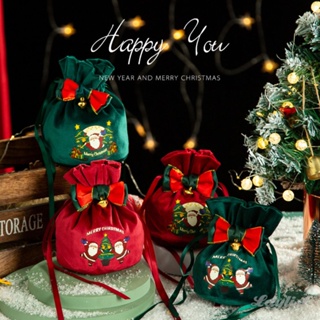 ✿ ถุงของขวัญคริสต์มาส Christmas Candy Apple Velvet Bag กระเป๋าใส่ของขวัญคริสต์มาสอีฟสำหรับเด็ก Christmas Flannelette Bundle Pocket