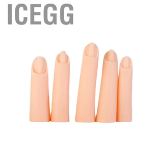 Icegg 5 PCS Nail Art Practice Fingers Portable Silicone Fake for Training Display Decoration