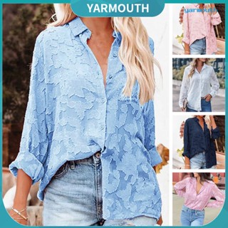 Yyr-- เสื้อเชิ้ต แขนยาว ผ้าชีฟอง ลายดอกไม้ สีพื้น หรูหรา สไตล์สตรีท สําหรับผู้หญิง