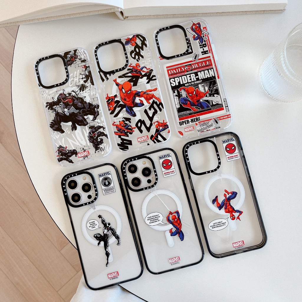 Casetify【spider Man】เคสโทรศัพท์มือถืออะคริลิคแข็ง แบบใส กันกระแทก สําหรับ iPhone 11 12 13 Pro MAX Plus
