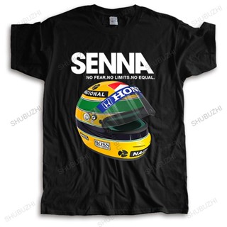 เสื้อยืดคอกลม พิมพ์ลายหมวกกันน็อค Ayrton Senna 1 Race Car Man แฟชั่นยอดนิยม สําหรับผู้ชาย