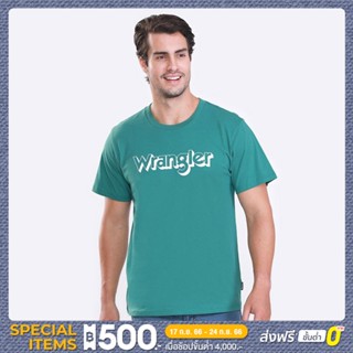 WRANGLER เสื้อยืดแขนสั้นผู้ชาย ทรง REGULAR รุ่น WR S523MTSSS61 สีเขียว