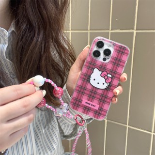 เคสโทรศัพท์มือถือ ซิลิโคน กันกระแทก ลายการ์ตูนแมว kt น่ารัก พร้อมสายโซ่คล้อง สองชั้น สําหรับ Iphone 15 14 11 13 12 PRO MAX 13 14promax 15 12 14 13Promax 11