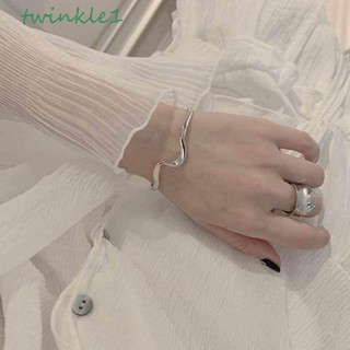 Twinkle1 สร้อยข้อมือ แบบเกลียว ลายคลื่นน้ํา เรียบง่าย หรูหรา เครื่องประดับ สําหรับเด็กผู้หญิง