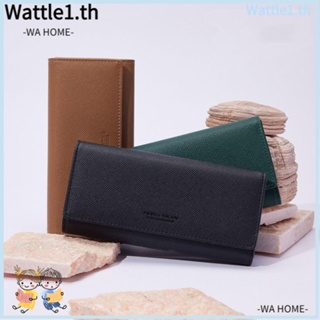 Wttle กระเป๋าสตางค์ กระเป๋าใส่เหรียญ หนัง PU สีพื้น ความจุขนาดใหญ่ ทนต่อการสึกหรอ สําหรับผู้หญิง