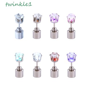 Twinkle1 ต่างหู เรืองแสง พังก์ บุคลิกภาพ ผู้ชาย ต่างหู LED ส่องสว่าง พลอยเทียม กระพริบ ต่างหู กระดุม หญิง