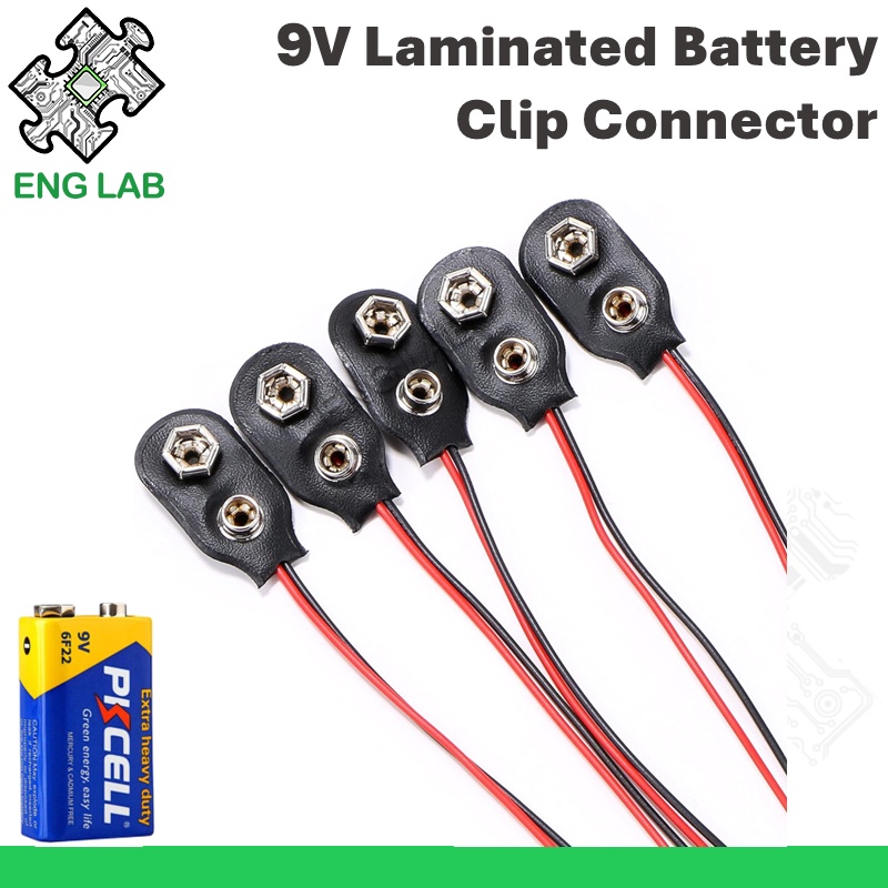 ENGLAB ขั้วต่อแบตเตอรี่ 9V,สายไฟแบตเตอรี่ซ้อน,ขั้วต่อคลิปพร้อมสายไฟ