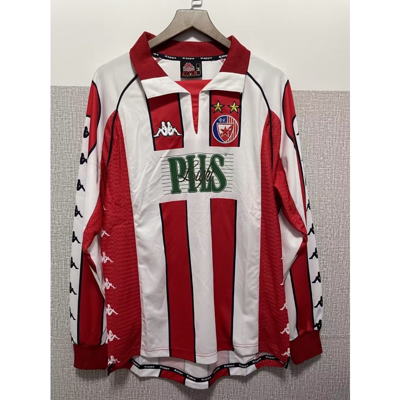 เสื้อกีฬาแขนสั้น ลายทีมชาติฟุตบอล AAA 1999-01 Red Star Home สไตล์วินเทจ แห้งเร็ว สําหรับผู้ชาย S-XXL