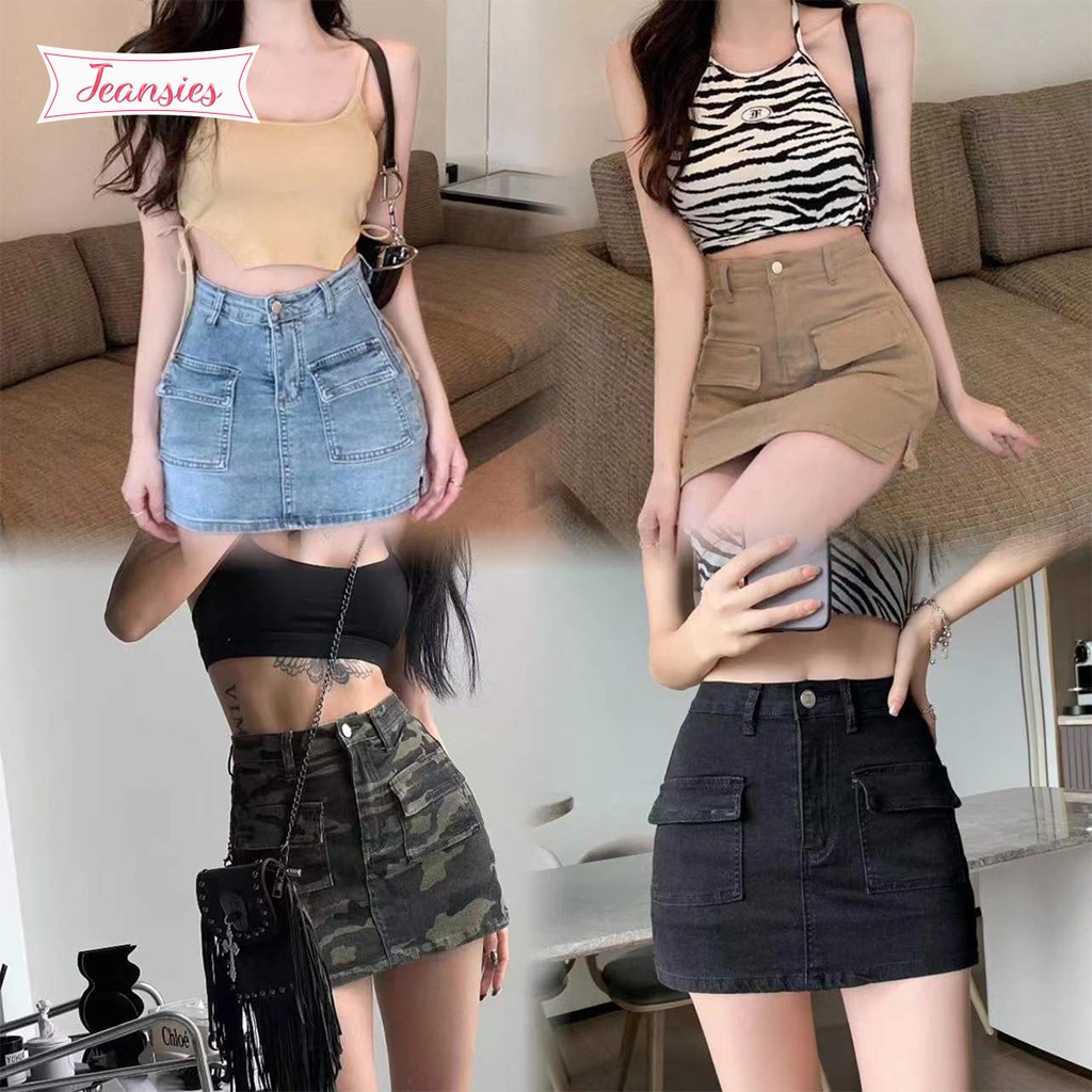 กระโปรงยีนส์เเฟชั่นเกาหลีผู้หญิงใส่สบาย ราคาถูก เซ็กซี่