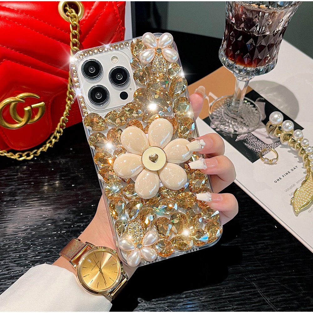 เคสโทรศัพท์ Rhinestone เงาสําหรับ IPhone 17 16 15 14 Pro Max 14/15 Plus IP 12 11 Pro 13 Pro Max พร้อ
