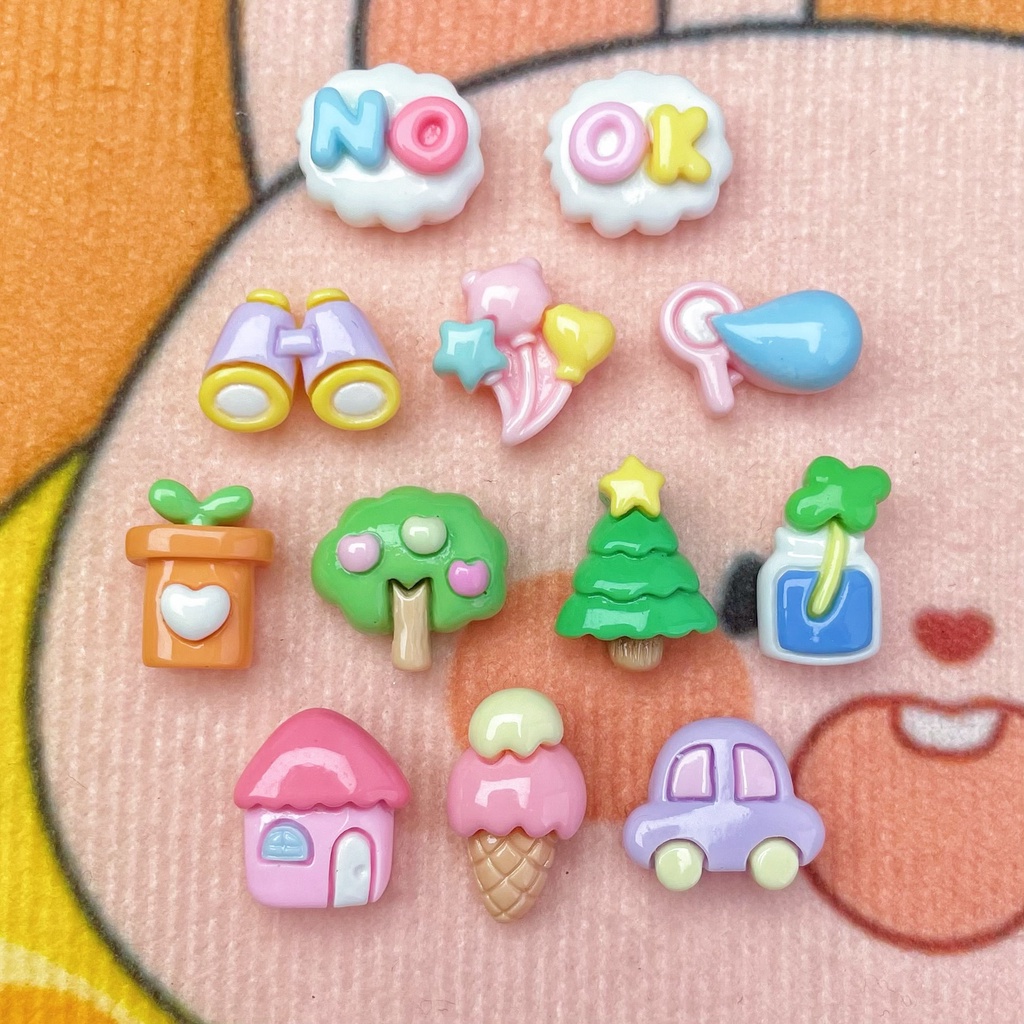 10 ชิ้น / เซต ต้นไม้น่ารัก บ้าน รถยนต์ เรซิน ด้านหลังแบน เคสโทรศัพท์ ถ้วยน้ํา วัสดุตกแต่ง DIY กิ๊บติดผม อุปกรณ์เครื่องประดับ