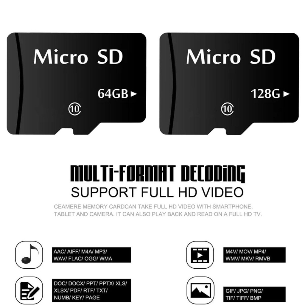 SD Card Micro Sd Card การ์ดหน่วยความจํา Class 10 120MB/s 32G/64GB/128GB TF Card สําหรับกล้องวงจรปิด 