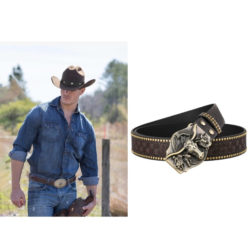 Mya Men PU Leathers Belt Fashion Western Cowboy Belt Casual Wasit Belt for Men Women