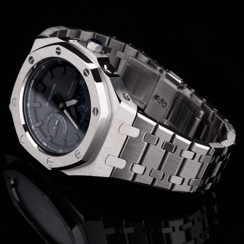 Casioak อุปกรณ์เสริม สายนาฬิกาข้อมือ สายสแตนเลสโลหะ สําหรับ Casio G Shock GA2100