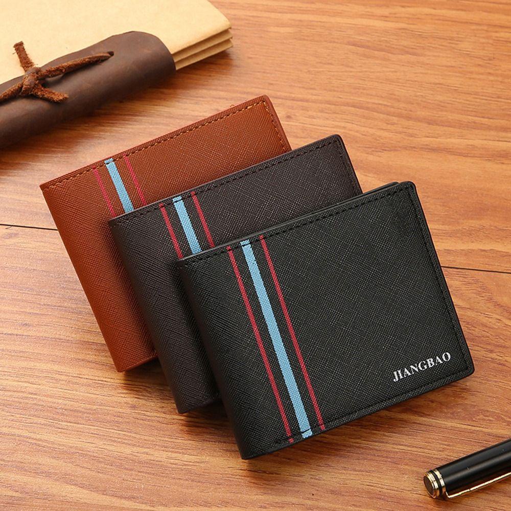 IMLON กระเป๋าสตางค์ใบสั้น, กระเป๋าใส่เหรียญแบบพับได้หนัง PU, ช่องเสียบการ์ดหลายช่องความจุขนาดใหญ่สําหรับผู้ชาย
