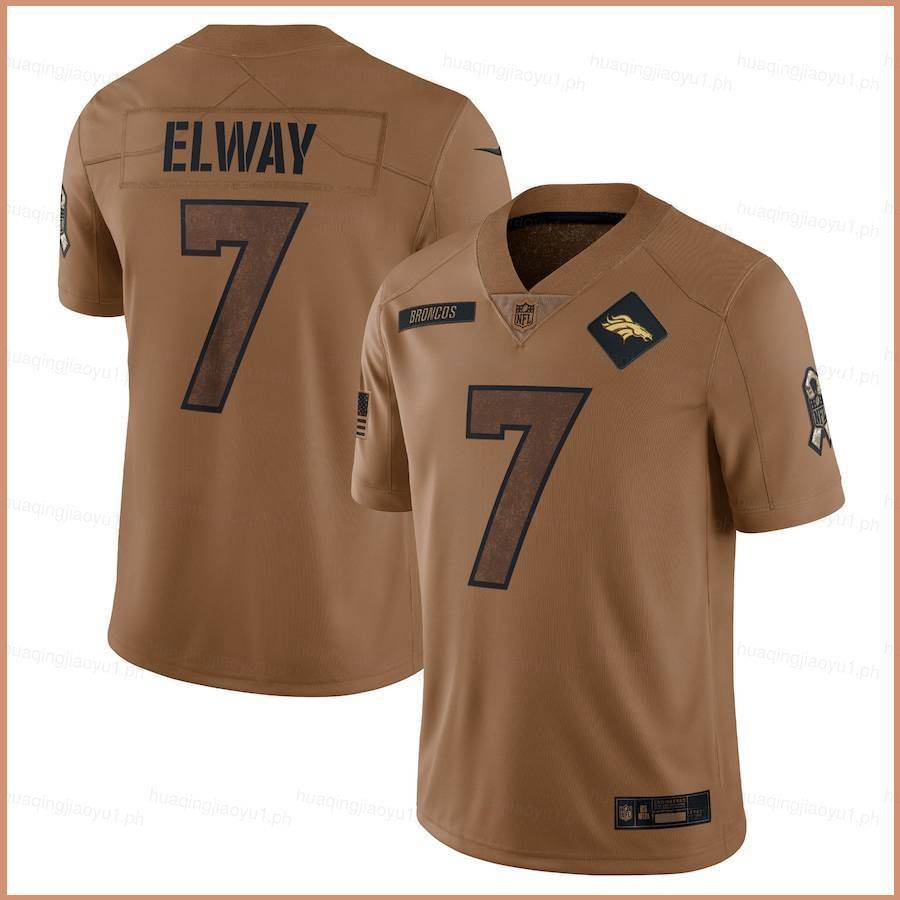 ใหม่ล่าสุด 2023-2024 เสื้อยืดลําลอง แขนสั้น พิมพ์ลาย NFL Denver Broncos Game John Elway Jersey Salute To Service พลัสไซซ์