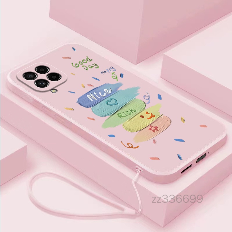 ปลอก OPPO A3X A5i A5 PRO A5X A5 2025 5G 4G เคสโทรศัพท์ DIY NICE ขอบตรงซิลิโคนเหลวฝาครอบป้องกันให้เชือกแขวน - รูปที่ 4
