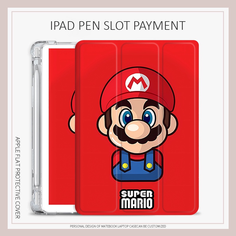 เคส ลาย Super Mario พร้อมช่องใส่ปากกา สําหรับ ipad mini 4 5 6 air 4 5 ipad 10.2 gen 7 8 9 ipad pro 11 2022 gen10