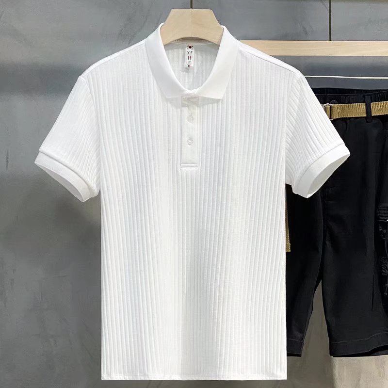 เสื้อโปโลแขนสั้นลําลอง ผ้าลูกฟูก แบบบาง ระบายอากาศได้ดี แฟชั่นฤดูร้อน สําหรับผู้ชาย
