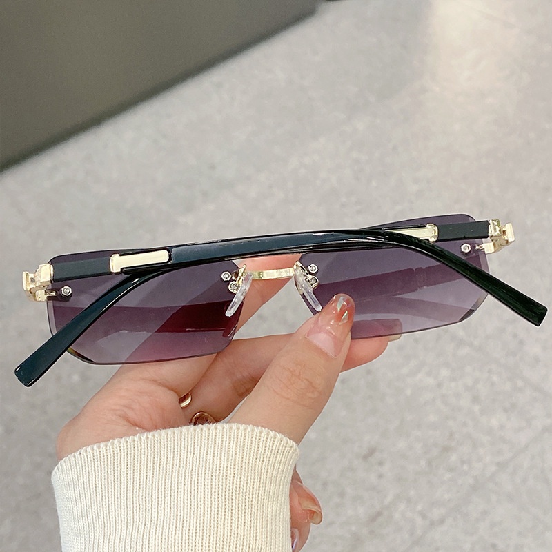 Unisex สี่เหลี่ยมผืนผ้าแว่นตากันแดด Rimless UV400 ป้องกันแว่นตาแฟชั่น - รูปที่ 6