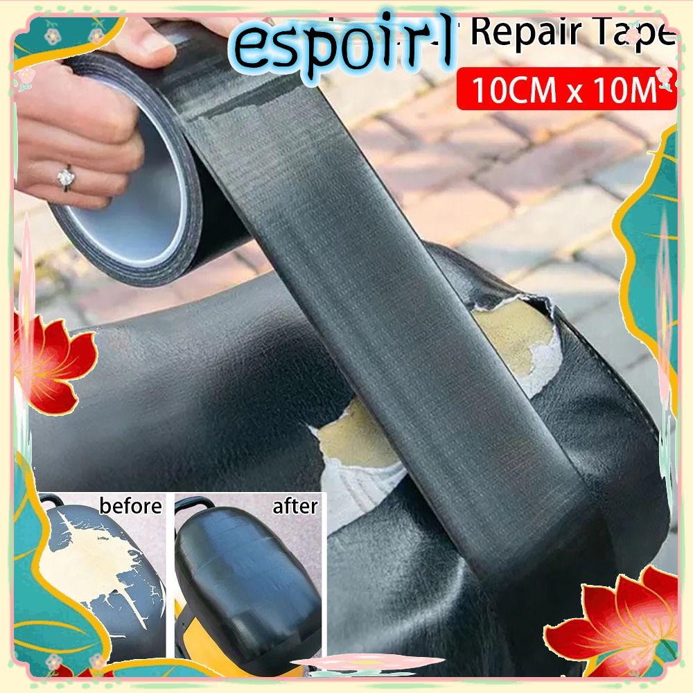 Espo เทปหนัง PU มีกาวในตัว กันน้ํา สีดํา สําหรับซ่อมแซมโซฟา เบาะรถยนต์ แจ็กเก็ต รองเท้า เฟอร์นิเจอร์ DIY 1 ม้วน