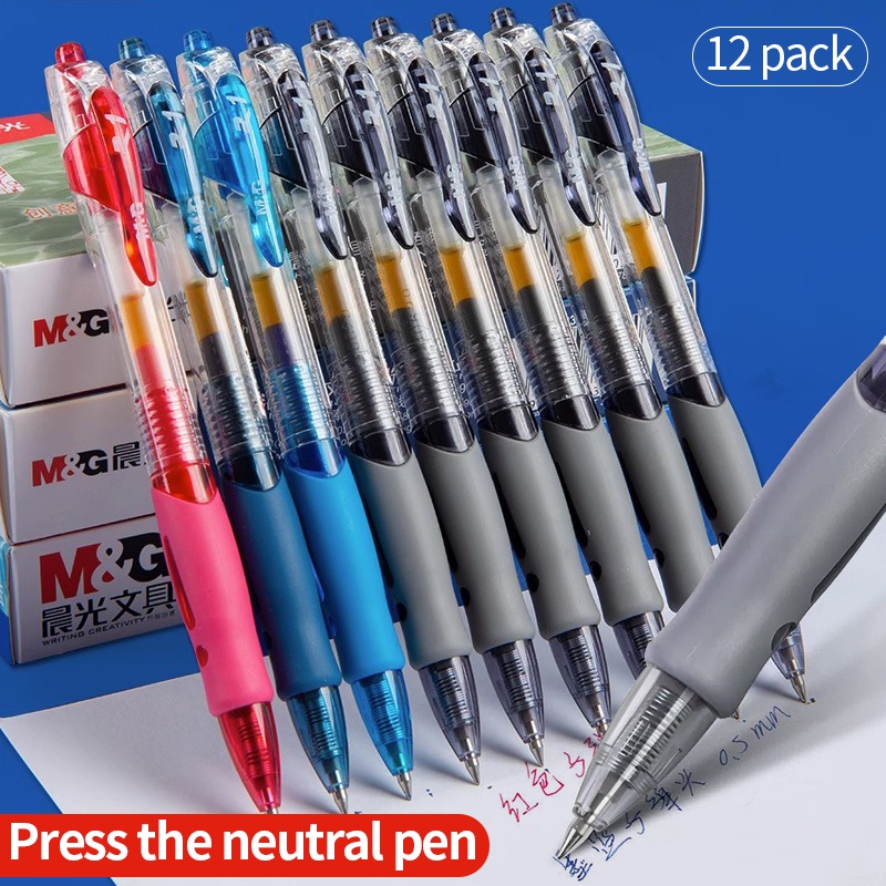 Angel Mark ปากกาเจล แบบกด 0.5 มม. M&amp;G G-5 สีฟ้า ดํา น้ําเงินเข้ม น้ําเงิน สําหรับเครื่องเขียนนักเรียน M&amp;G GP-1008