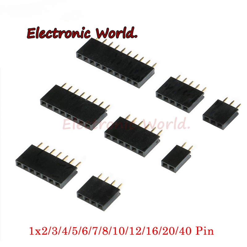 แถบเชื่อมต่อ PCB แถวเดียว ตัวเมีย 2.54 มม. 1*2 3 4 5 6 7 8 10 12 16 20 40 Pin 10 ชิ้น