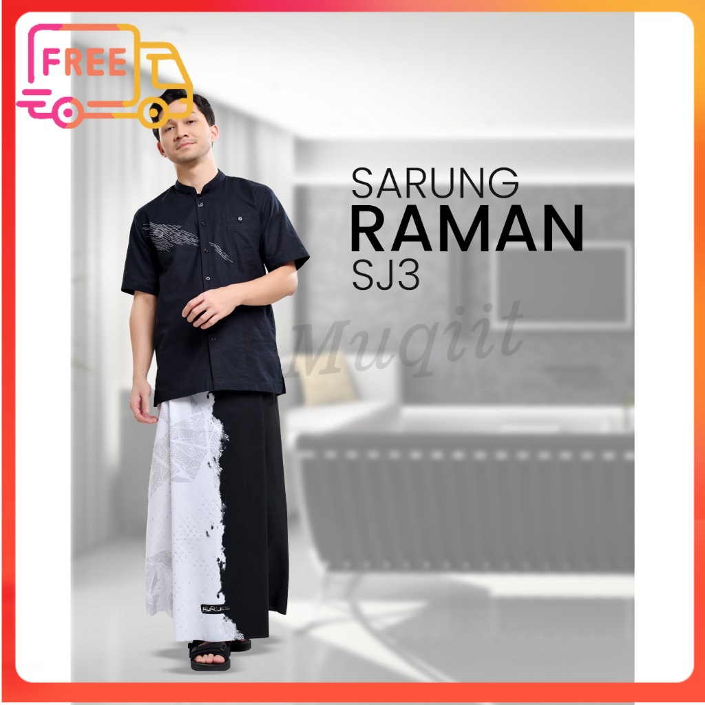 Hitam PUTIH Rabbani ORI Palestian Rabbani Sarong สีดําและสีขาว Raman SJ3 Al-Muqiit.Shop ผ้าซิ่น