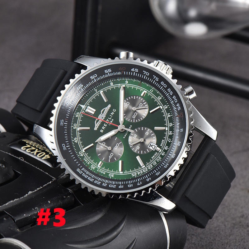 Breitling BRG นาฬิกาข้อมือควอตซ์แฟชั่น สายยางซิลิโคน มีปฏิทิน สําหรับบุรุษ