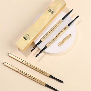 ดินสอเขียนคิ้วกันน้ำ 2 in 1 หัวเรียวเล็ก มีแปรงปัดคิ้วในตัว ติดทนนาน สีน้ำตาลเข้มธรรมชาติ