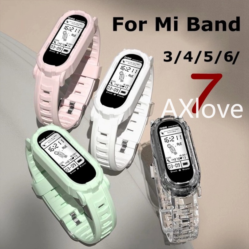 สายนาฬิกาข้อมือ แบบใส แบบเปลี่ยน สําหรับ Xiaomi Mi Band 7 6 5 4 3 Mi Band 6 5