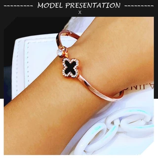 🔥🔥🔥เครื่องประดับ สร้อยข้อมือ กําไลข้อมือ สเตนเลส ชุบทอง 18k รูปใบโคลเวอร์ เหมาะกับของขวัญ สไตล์เกาหลี สําหรับผู้หญิง