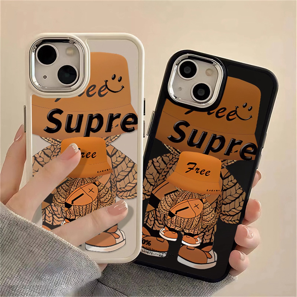 เคสโทรศัพท์มือถือ TPU นิ่ม ป้องกันกล้อง กันกระแทก เต็มเครื่อง ลายหมี สีน้ําตาล สําหรับ IPhone 15 14 13 Pro Max 12 Pro 11 Pro Max XS X XR 8 +
